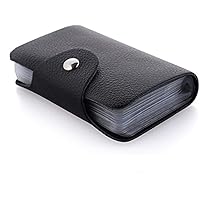 Kraptick Men and Women Slim Leather Wallet Card Case/Card Holder with 24 Card Slots (Black)