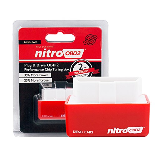 Nitro OBD2 Plug and Drive OBD2 Performance Chip Tuning Box Engine Diagnostic Tool for Diesel Car to Improve Power and Torque (Red)