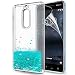 Produktbild LeYi Hülle Nokia 5 Glitzer Handyhülle mit HD Folie Schutzfolie,Cover TPU Bumper Silikon Flüssigkeit Treibsand Clear Schutzhülle für Case Nokia 5 Handy Hüllen ZX Turquoise