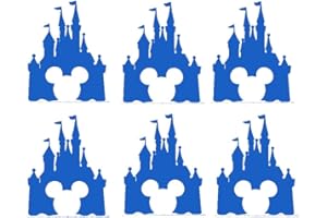 HATCHERABILIA Pack of 6 Fairytale Castle with Mouse Face Mickey Inspired Novelty Decal (10cm x 7.5, Blue)