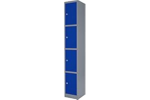 The Workplace Depot 4 Door Steel Locker – Durable, Ventilated & Lockable 1800mm Storage Solution with Corrosion-Resistant Finish – Ideal for Offices, Warehouses & Staff Changing Rooms (4 Door, Blue)