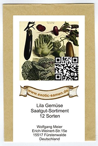 Samen – Saatgutsortiment – Set – Mix – Mischung – lilafarbiges Gemüse – Erbsen, Bohnen, Brokkoli, Blumenkohl und Vieles mehr – 12 Sorten – 555 Samen - 2