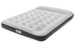 YAWN AIR Self Inflating Camping Mattress - Double Bed Size - Blow Up Inflatable Air Bed - Battery Operated Pump - Integrated Pillow - Sleep & Relax - Includes 2 x Repair Patches & Storage Bag