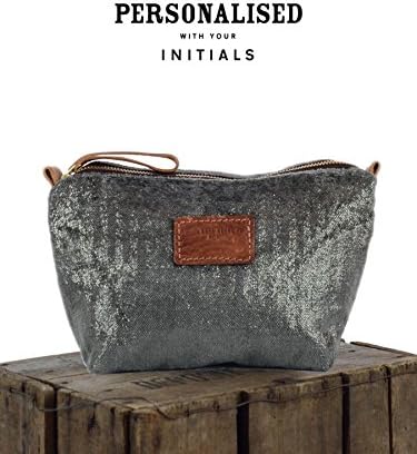 Will Bees Bespoke Personalised Grey Sparkle Pouch Cosmetic Bag