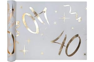 WOOOOZY Tischläufer 40. Geburtstag Metallic, 5m x 30cm