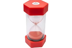 TeacherFav Sand Timer for Kids - 1 Minute Red - 6.3 Inches Hourglass Acrylic Covered Clock for Classroom, Home & Kids Room - Large Single Pack
