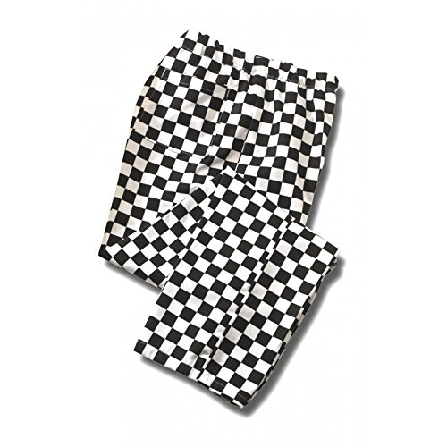 Pantaloni chef, pantaloni elasticizzati scacchiera stampa a quadri pantaloni cuochi, INS14B Black & White Taglia unica 