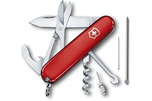 Victorinox Navaja suiza de bolsillo Compact, 15 funciones, Hecha en Suiza, multiherramienta con hoja, minidestornillador, abrebotellas, rojo