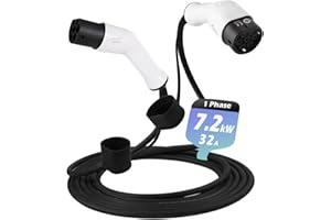EVIEUN Type 2 EV Cavo di Ricarica Auto Elettrica PHEV | 7.2KW | 32A | Monofase | Prolunga Elettrica 7 Metri Tipo 2 a Tipo 2 Cavo di Ricarica per Auto Elettriche per Stazione di Ricarica Caricabatterie EV
