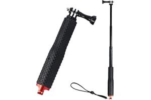 FANGEHONG Impermeable Monopod Grip de Mano, Camara Deportiva Palo Telescópico, Palo Selfie Monopié Extensible para Cámara de Acción, Longitud Extensible 19-49 cm (Rojo,19cm)