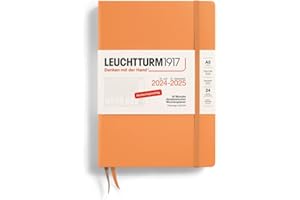 LEUCHTTURM1917 370635 Akademicki planer tygodniowy Medium (A5) 2025, 18 miesięcy 07.2024-12.2025, twarda okładka, morelowy, niemiecki