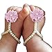 FEITONG Fashion Cute Pearl Chiffon Barefoot Toddler Foot Flower Beach Sandals