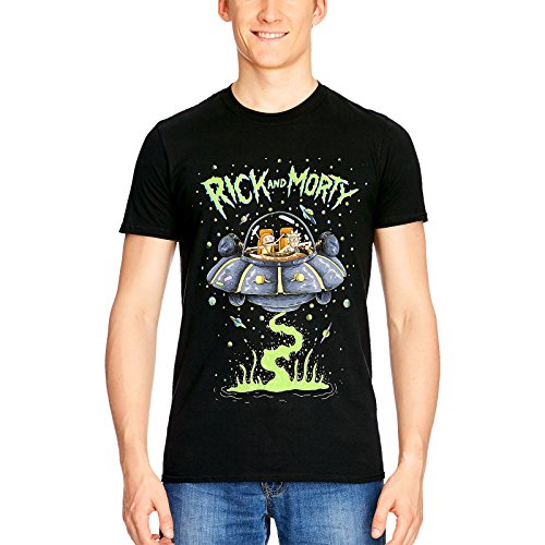 Rick and Morty Spaceship Camiseta Negro M
