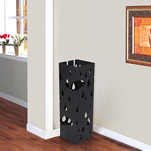 Songmics Schirmständer Regenschirmständer Wasserauffangschale und Haken werden verschenkt 49 cm schwarz LUC49B - 9