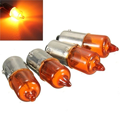 JenNiFer 4pcs 12V 23w Motorcycle Turn Singal Indicator Bulb BA9S Base Mini Amber Halogen Lights