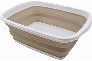 ‎SAMMART SAMMART 10L zusammenklappbare Wanne – Faltbare Spülwanne – Tragbares Waschbecken – Platzsparende Kunststoff-Waschwanne (Weiß/Latte, 1)