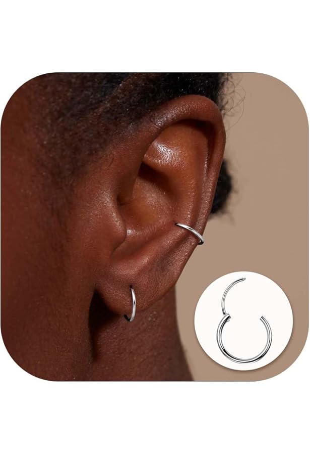 Boucles D'oreilles En Acier Inoxydable 316L - Lot De 15 Paires Hypoallergéniques - Pour Piercings Multiples Et Cartilage - Style Argenté - 5