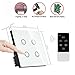 Produktbild Smart Touch Screen Schalter, Weiß UK Standard Touch Panel Lampenschalter / Fernbedienung Smart Light Wandschalter 4 Gang 1 Way Crystal Glas Panel Home Wandleuchte Schalter Nur Live & Firing Verdrahtung erforderlich - Leicht verlängern Lichtschalter Bedienelemente, Wireless (RF 433.92MHz) Radio -Frequenz-Technologie-Pairing.