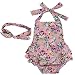 TiaoBug Baby Girls Floral Cherry Ruffles Romper Bodysuit Summer Dress with Headband Pink Rose 6 Months