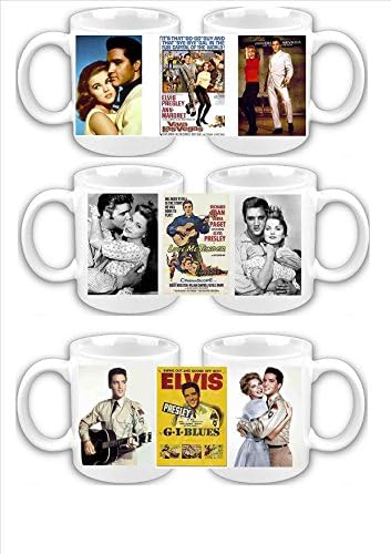 Set of 3 x ELVIS PRESLEY Movie Poster Coffee Mugs - Love Me Tender - Viva Las Vegas - GI Blues