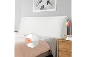 Caijin Bettkopfteil Hussen Bett Kopfteil Bezug, Weicher Strecken Samtstoff Staubdicht, Staubdichte Schutzhülle für gepolsterte Schlafzimmer Kopfteil, Samt Stoff (150-170 cm（Queen）, Weiß)