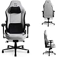 APEX Chair, Premium Ergonomic Gaming Chair with Memory Foam Pillows, Magnetic Headrest & Integrated Lumbar Support By Navodesk (SOFT FABRIC - M, CARBON WHITE)
