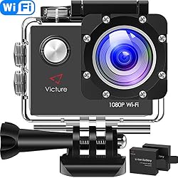 Victure Camara Deportiva Acuatica WiFi Camara de Accion Full HD 1080P 12MP Sumergible Agua hasta 30m con Pantalla LCD de 2-Pulgadas 170 Gran Angular y Accesorios Ideal para Buceo Ciclismo Surf