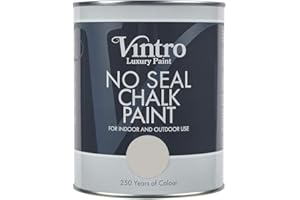 VINTRO PAINT Vintro | No Seal Chalk Paint | Light Grey | Interior & Exterior Use | Furniture | Walls | Wood | Metal | 1 Litre (Tower Bridge)