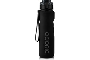 ADORIC Sports Water Bottle 1L, BPA Free Tritan Non-Toxic Plastic Sport Water Cup, Durable Leak Proof Water Bottle with Filter