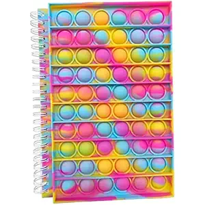 Paaroots Pack of 1 Push Bubble Fidget Notebook, Diary Cute Pop Popper Spiral Notebook Journal, Sensory Pops Popping Notebook with Thick Paper for School College Office Home