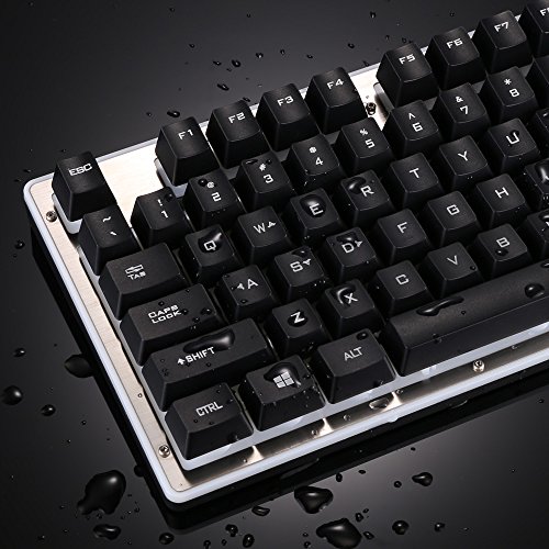 KKmoon Ergonomisch LED Hinterleuchtet Spiel QWERTY Tastatur/ Bunt Regenbogen Esport Gaming Keyboard/ USB Verdrahtet Wasserdicht Mit 104 Tasten - 8