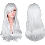 AOMIG Capelli Lunghi Mossi Ricci, 3 Pcs Parrucca Riccia Donna con Occhiali e Retine per Parrucche, Parrucche a Onde Lunghe Pa