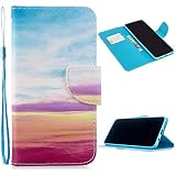 Miagon Full Body Cover Hülle für Huawei P30 Pro,Bunt Muster Design PU Leder Handyhülle Klapphülle Schutzhülle mit Karten Steckfächern Standfunktion,Regenbogen Wolke
