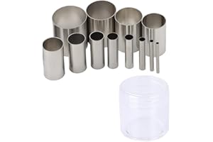 AKSIQIOL 12 Pcs Stainless Steel Circular Cutter Set, Round Hole Punches for Polymer Clay, Pottery, Ceramics, and Handmade Crafts