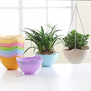 Airex Plastic Hanging Flower Plant Pot, Multicolour, 5 Pieces