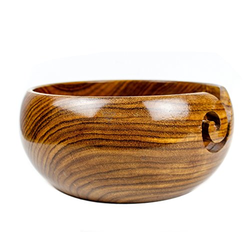 Premium Rosewood Crafted Wooden Portable Yarn Bowl | Knitting Bowls | Crochet Holder | Nagina International (7 x 7 x 3 Inches) - 2