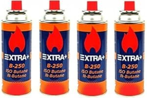 VALDI LED Pack Cartuchos de Gas bombonas Extra+, 227g para hornillos quemadores como butsir y superego… (4)