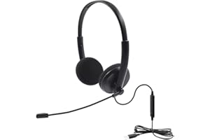 AUELEK Cuffie USB con Microfono e 3,5 mm Jack Cuffie PC 2 in 1, Cuffie per PC con cancellazione del rumore Luce Vocale HD Comfort Audio Regolabile Controlli per Skype Call Center Computer Classe in linea ecc