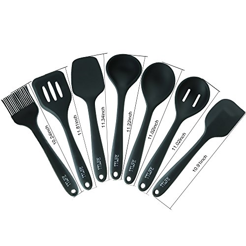 TTLIFE 8er Set Silikon Küchenhelfer -Schlitz Turner, Löffelspatel, Spatel, Schlitzlöffel, Bürstenbürste, Silikon-Löffel, Schöpflöffel, Utensilienhalter-Perfekte Hitzebeständige Küchenzubehör zum Kochen und Backen - 5