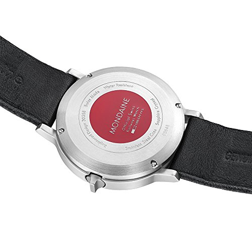 Mondaine Men's Quartz Watch with White Dial Analogue Display and Black Leather Strap A5123035816SBB