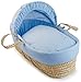 Clair de Lune Starburst Palm Wicker Moses Basket (Blue)