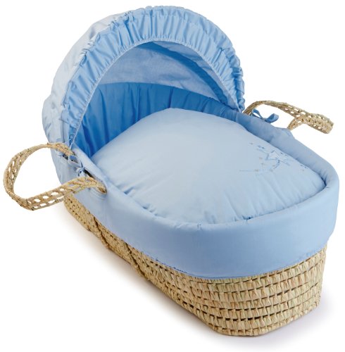 Clair de Lune Starburst Palm Wicker Moses Basket (Blue)
