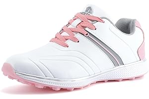 FJJLOVE Waterproof Golf Shoes for Women, Leather Spikeless Walking Footwears Comfortable Golf Training Sneakers Lightweight Golf Sport Trainers