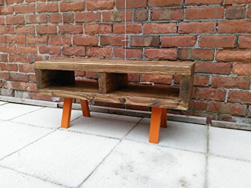 Red Cottage Furniture Tv stand contemporary rustic industrial tv stand or coffee table 90 cm funky Orange legs