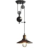 Pendelleuchte vintage glas, kronleuchter vintage schwarz, COCOL Metall Pulley-Anhänger Loft-Deckenleuchte Pendelleuchte Retro