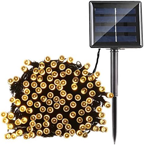 Solar Patio String Lights, Decorative Waterproof Solor Powered LED Fairy Lights for Outdoor Garden Patio Lawn Landscape Party (200 LEDs, 2 meters, Warm White)