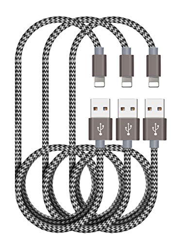 OTISA - Cable de Carga USB para teléfono móvil X/XR/Max/8/8Plus/7/7Plus/6 Plus/6/5/5S/6s,Pad Mini/Air,Pod 5/7 (Gris)