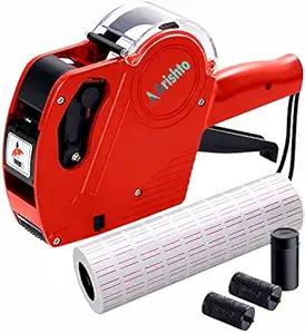 Arishto Pack of 1 Price Labeller Printing Rate Printer (MRP Rate Gun) Label Gun 8 Digits with 2 Ink Rolls (Pack of 1) (with 10 Label Roll)- 6000 Label Stickers