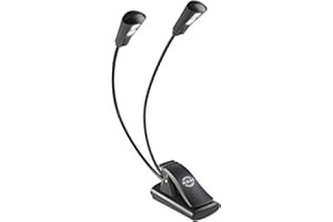 K&M 12244 Lampe de pupitre Double2 LED FlexLight Schwarz - Fixation par clip - 2 cols de cygne flexibles, 2 x 1300 Lux