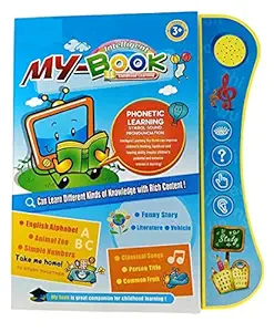 WISHKEY Interactive Learning Phonetic Educational English Reading Electronic Book, Early Education Activity Books with Sound & Music Features for Toddler Kids (Pack of 1, Multicolor)